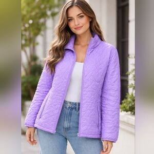 Lands' End Plus Size 3X Women's Purple Lilac Puffer Jacket Top